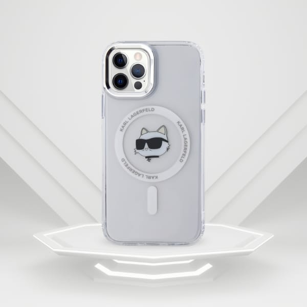 Karl Lagerfeld KLHMP12MHLSCHH iPhone 12   / 12 Pro 6.1" biały/white hardcase IML Metal Choupette Head MagSafe