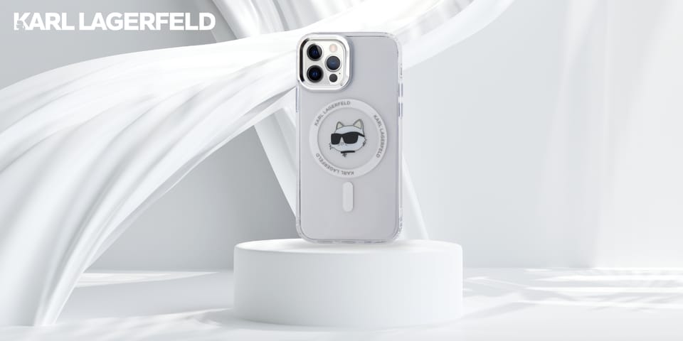 Karl Lagerfeld KLHMP12MHLSCHH iPhone 12   / 12 Pro 6.1" biały/white hardcase IML Metal Choupette Head MagSafe