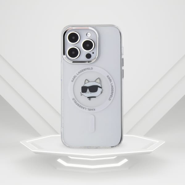 Karl Lagerfeld KLHMP13LHLSCHH iPhone 13   Pro 6.1" biały/white hardcase IML Metal Choupette Head MagSafe