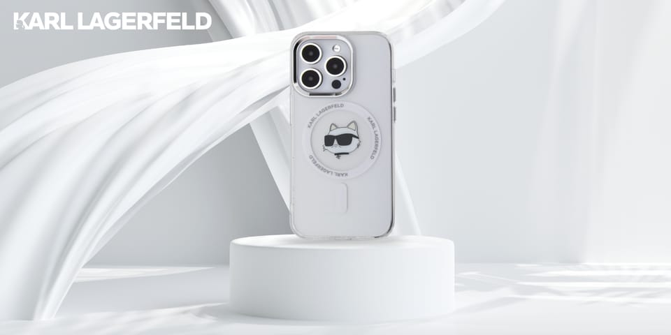 Karl Lagerfeld KLHMP14LHLSCHH iPhone 14   Pro 6.1" biały/white hardcase IML Metal Choupette Head MagSafe