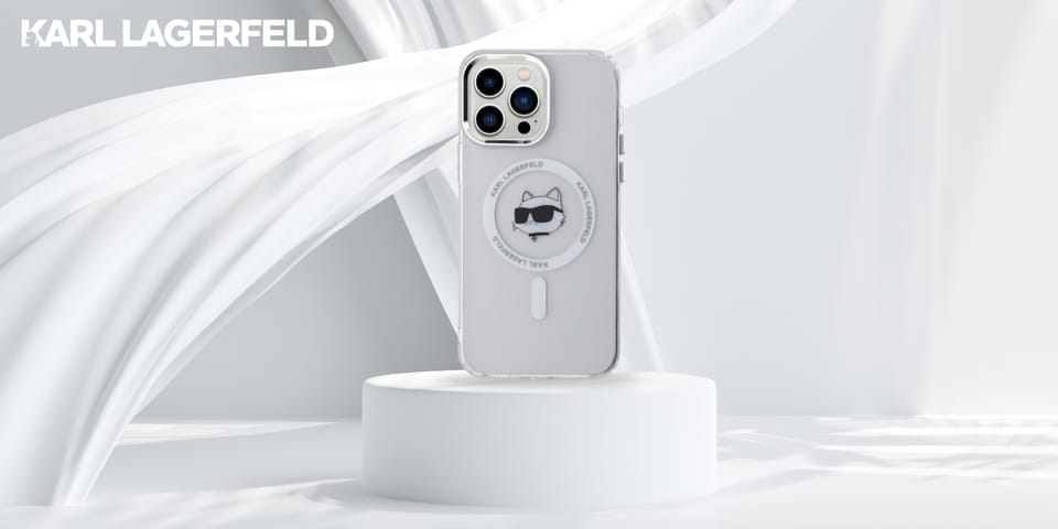 Karl Lagerfeld KLHMP14XHLSCHH iPhone 14   Pro Max 6.7" biały/white hardcase IML Metal Choupette Head MagSafe