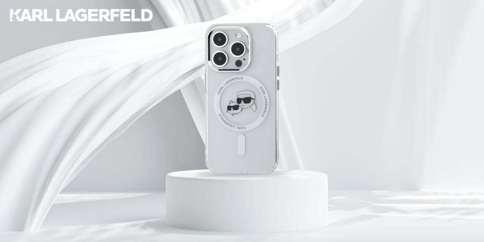 Karl Lagerfeld KLHMP15LHLSKCH iPhone 15   Pro 6.1" biały/white hardcase IML Metal Karl&Choupette Head MagSafe