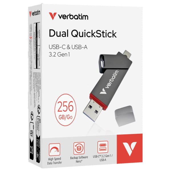 Verbatim Pendrive 256GB USB-A/USB-C Dual  QuickStick 32041