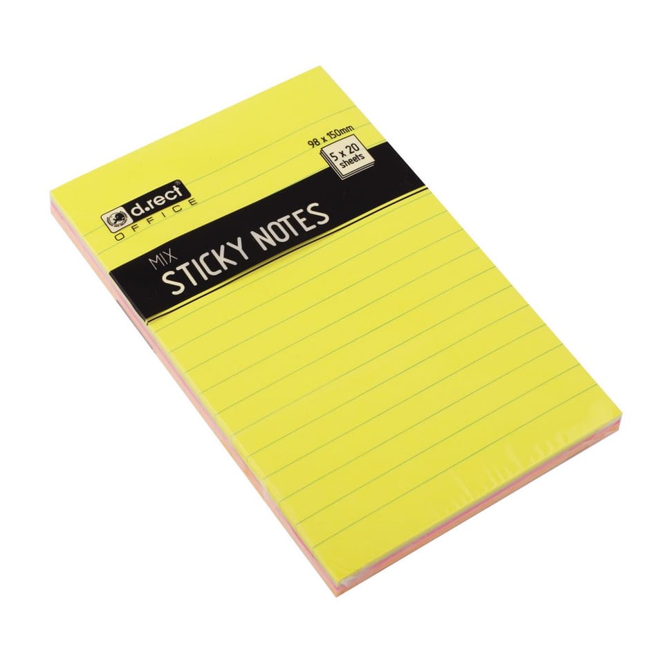 Bloczek samoprzylepny 98x105mm 100k linia neon 110520 D.RECT