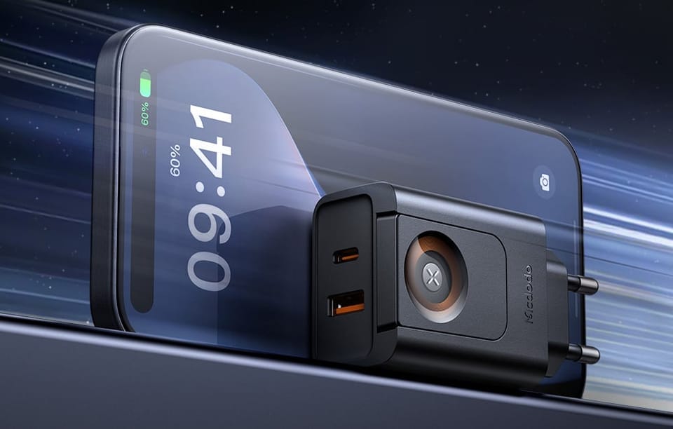 Ładowarka 2w1 USB-C+A McDodo CH-3700 30W, czarna