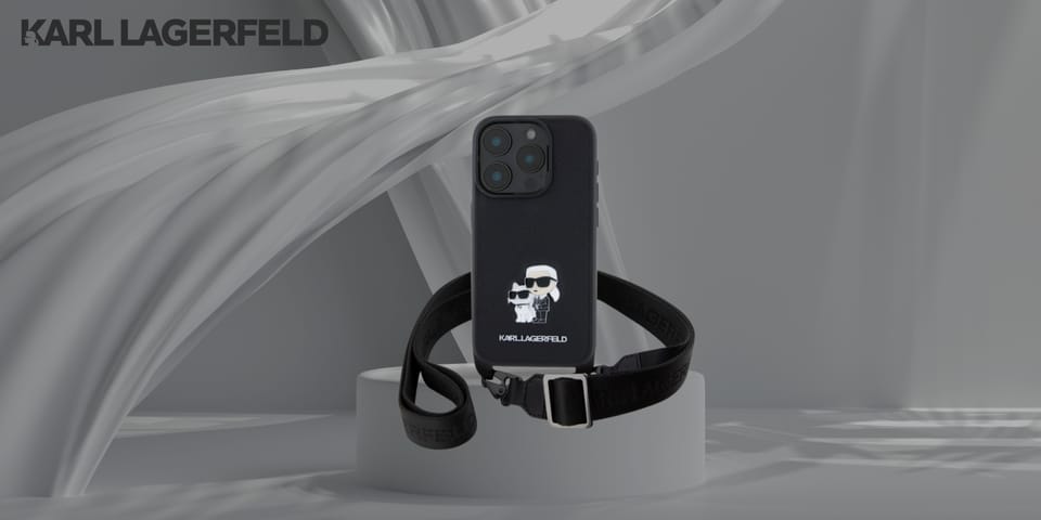 Karl Lagerfeld KLHCP16LSAKCPBK iPhone 16  Pro 6.3" czarny/black hardcase Saffiano Karl&Choupette Metal Pin CBDY Strap