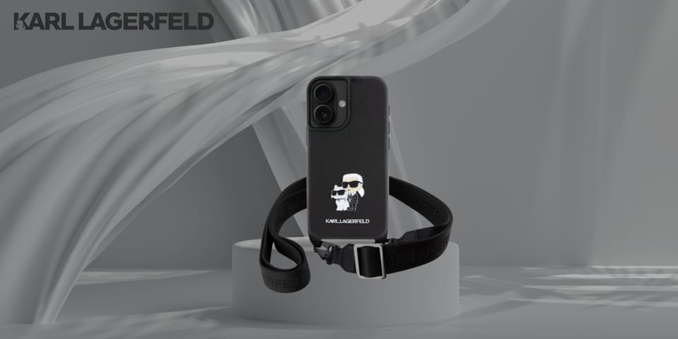 Karl Lagerfeld KLHCP16SSAKCPBK iPhone 16  6.1" czarny/black hardcase Saffiano Karl&Choupette Metal Pin CBDY Strap