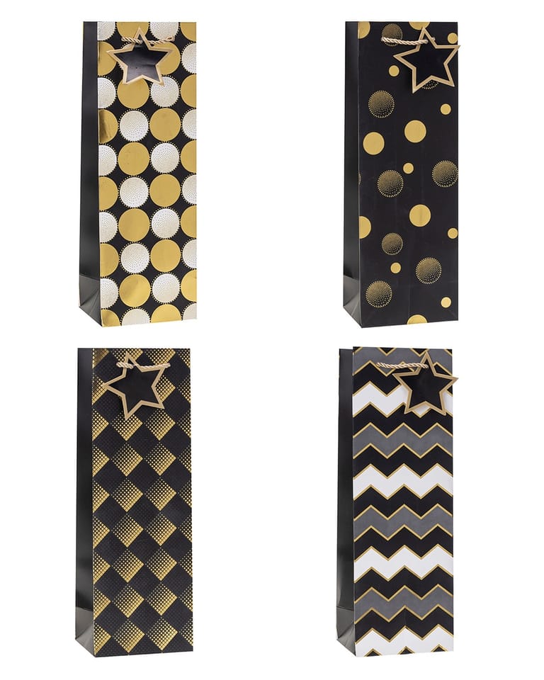 Torebka prezentowa 12x35x9cm na butelkę TBG-24215-BB-HS ROZETTE