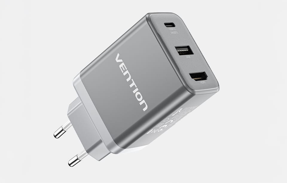 Ładowarka sieciowa Vention FJAH0-EU USB(C+A)+HDMI GaN (60W/5W/4K@60Hz) (szara)