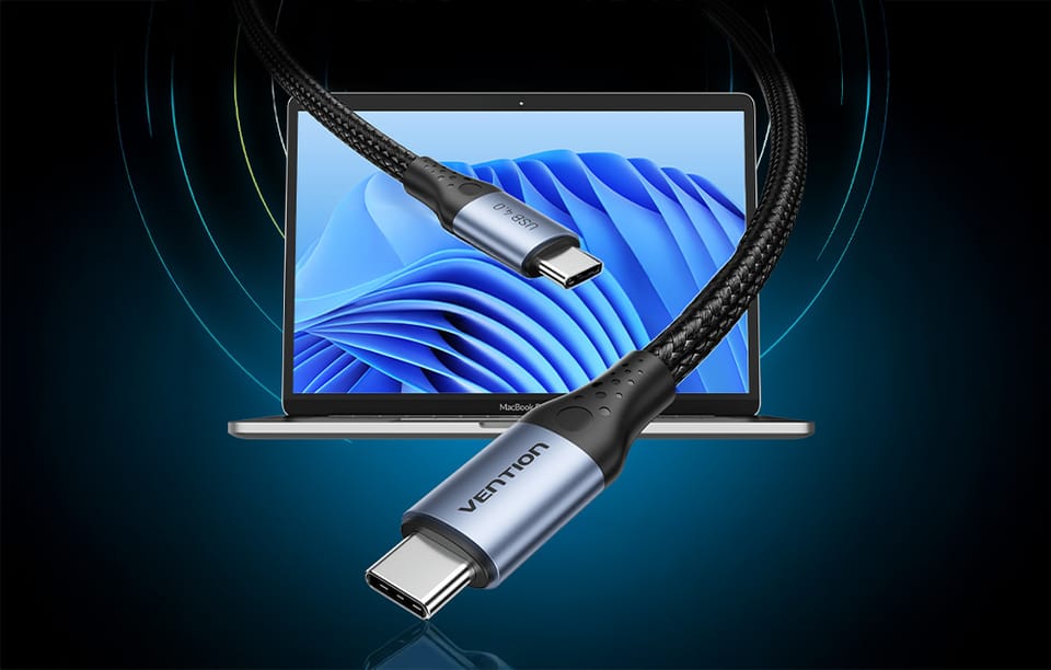 Kabel USB-C do USB-C 240W Vention TAVHF USB 4.0 5A 1m 40Gbps (szary)