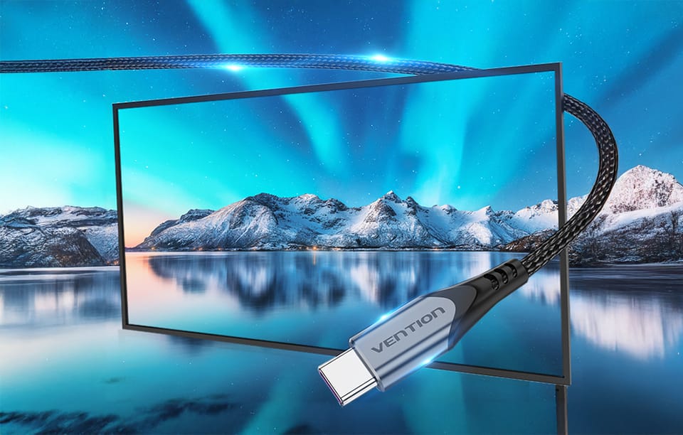 Kabel USB-C do USB-C 100W Vention TAHHD 5A 0.5m USB 3.1 Gen2 4K (szary)
