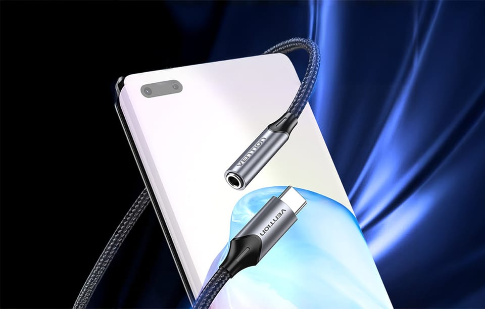 Adapter Vention BGMHF USB-C M do 3.5mm Jack 1M (szary)