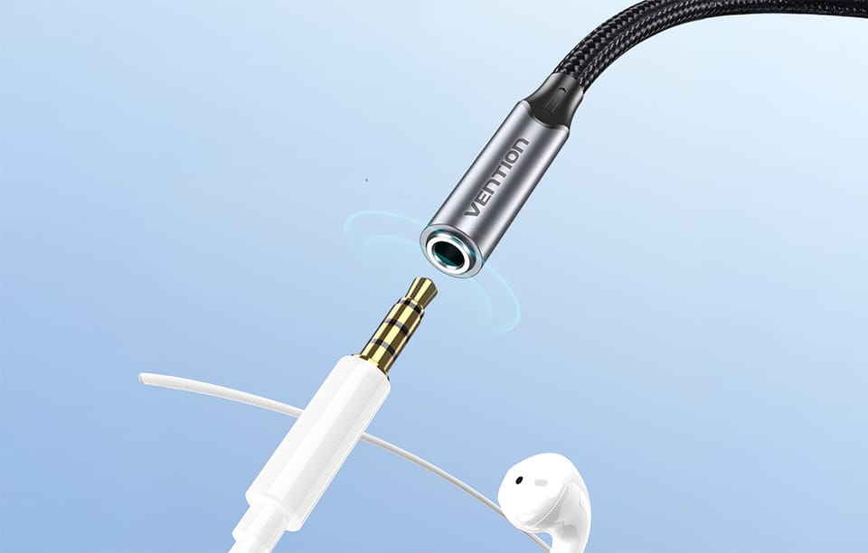 Adapter Vention BGMHF USB-C M do 3.5mm Jack 1M (szary)