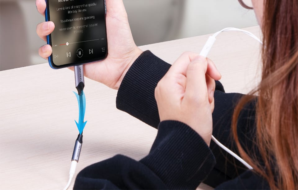 Adapter Vention BGMHF USB-C M do 3.5mm Jack 1M (szary)