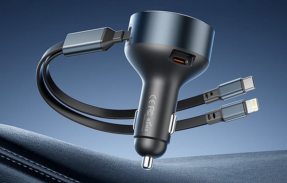 Ładowarka samochodowa Vention FFOB0 USB-C + kabel USB-C/Lightning 30W