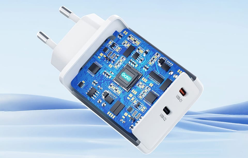 Ładowarka sieciowa Choetech PD6013, GaN, 2x USB-C,  PD65W (biała)