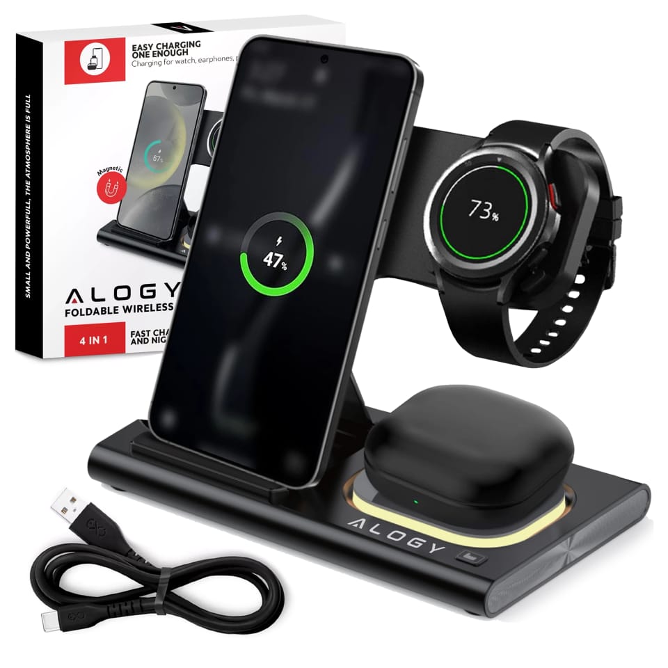 Ładowarka bezprzewodowa dla Samsung: Stacja ładowania bezprzewodowa 3 w 1 do Samsung Galaxy Watch 7/6/5/4/3 Pro Classic, Galaxy Buds do S25 Ultra, S24 , S23, S22, S21, S20, Note 20/10, Z Fold