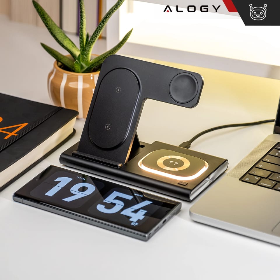 Ładowarka bezprzewodowa dla Samsung: Stacja ładowania bezprzewodowa 3 w 1 do Samsung Galaxy Watch 7/6/5/4/3 Pro Classic, Galaxy Buds do S25 Ultra, S24 , S23, S22, S21, S20, Note 20/10, Z Fold