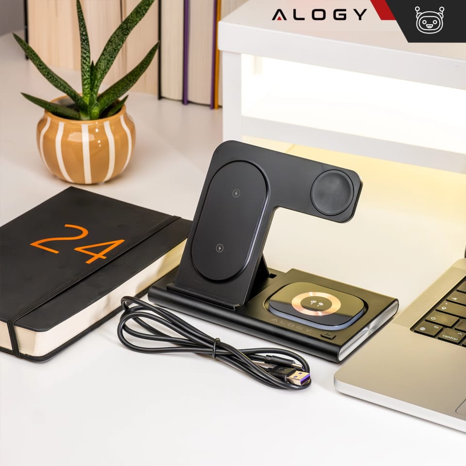 Ładowarka bezprzewodowa dla Samsung: Stacja ładowania bezprzewodowa 3 w 1 do Samsung Galaxy Watch 7/6/5/4/3 Pro Classic, Galaxy Buds do S25 Ultra, S24 , S23, S22, S21, S20, Note 20/10, Z Fold