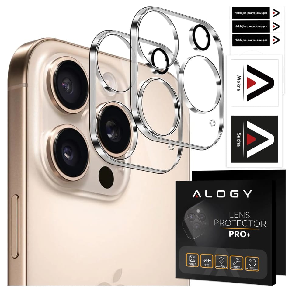 2x Szkło na obiektyw aparat do Apple iPhone 16 Pro / 16 Pro Max Alogy Lens Protector Pro+ przezroczyste