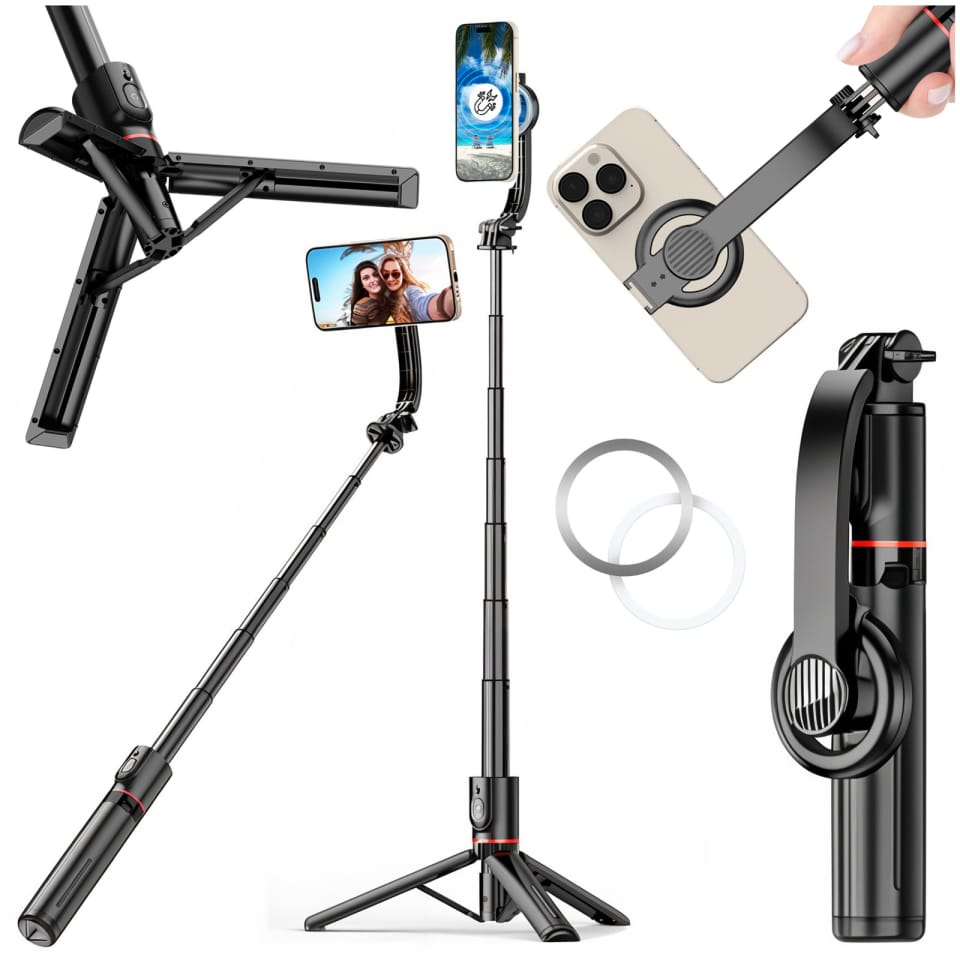 Selfie stick kijek Statyw Tripod uchwyt magnetyczny do telefonu zdjęć + Pilot Bluetooth Yesido SF19 Magnetic czarny