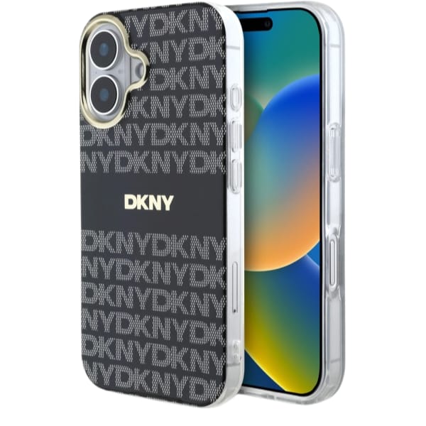 DKNY DKHMP16SHRHSEK iPhone 16 6.1"        czarny/black hardcase Repeat Texture Pattern With Stripe