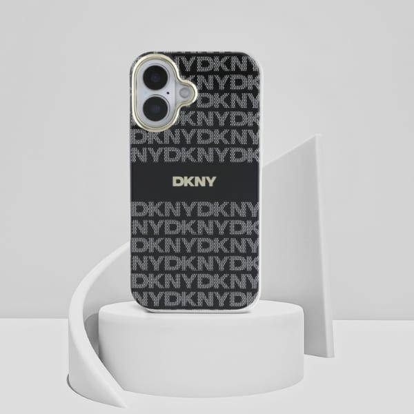 DKNY DKHMP16SHRHSEK iPhone 16 6.1"        czarny/black hardcase Repeat Texture Pattern With Stripe