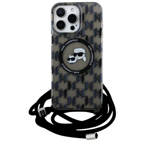 Karl Lagerfeld KLHMP16XHCKCKLCK iPhone    16 Pro Max 6.9" czarny/black hardcase IML Crossbody Monogram Karl & Choupette Head MagSafe