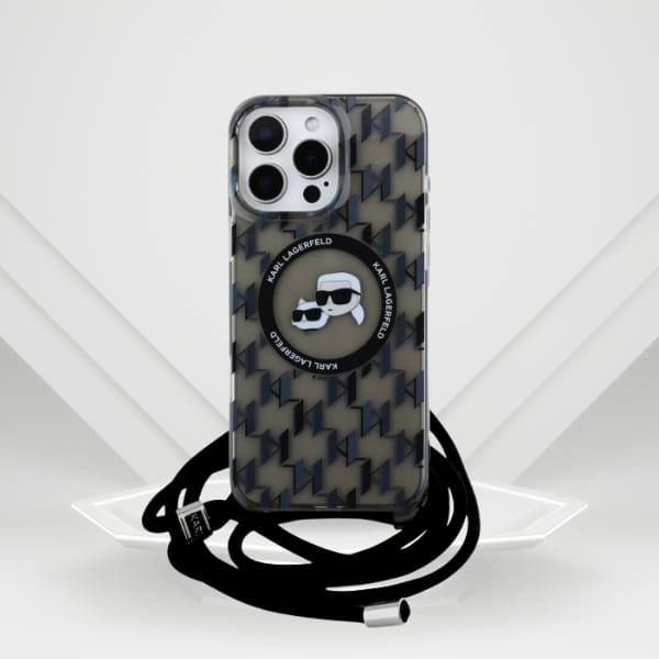 Karl Lagerfeld KLHMP16XHCKCKLCK iPhone    16 Pro Max 6.9" czarny/black hardcase IML Crossbody Monogram Karl & Choupette Head MagSafe