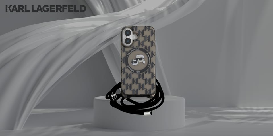 Karl Lagerfeld KLHMP16SHCKCKLCK iPhone    16 6.1" czarny/black hardcase IML Crossbody Monogram Karl & Choupette Head MagSafe