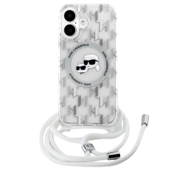 Karl Lagerfeld KLHMP16SHCKCKLCT iPhone    16 6.1" transparent hardcase IML Crossbody Monogram Karl & Choupette Head MagSafe