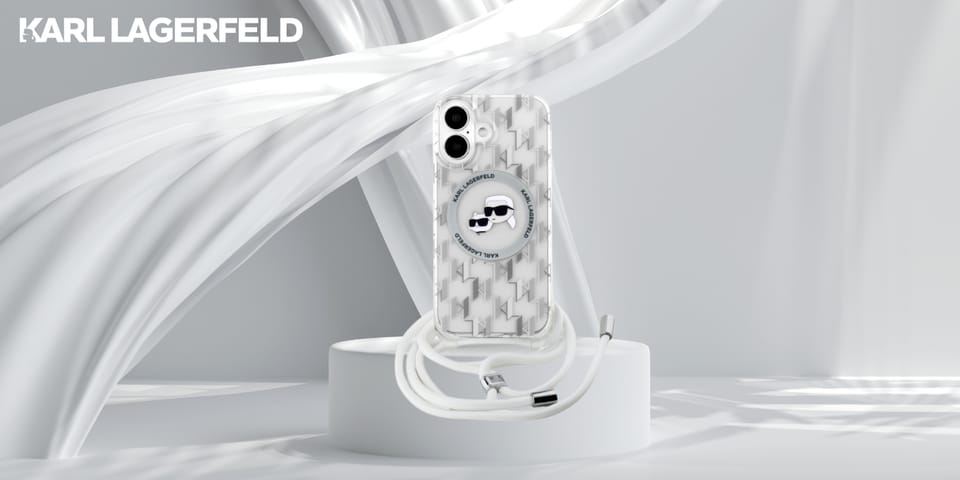 Karl Lagerfeld KLHMP16SHCKCKLCT iPhone    16 6.1" transparent hardcase IML Crossbody Monogram Karl & Choupette Head MagSafe