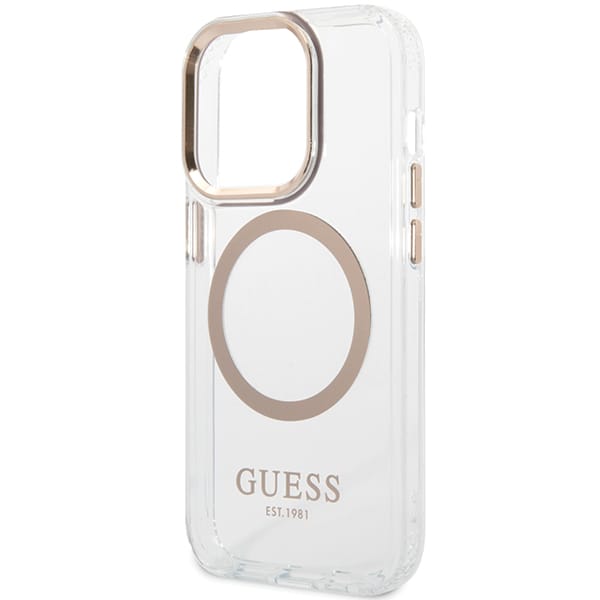 Guess GUHMP15LHTRMD iPhone 15 Pro 6.1" złoty/gold hard case Metal Outline Magsafe