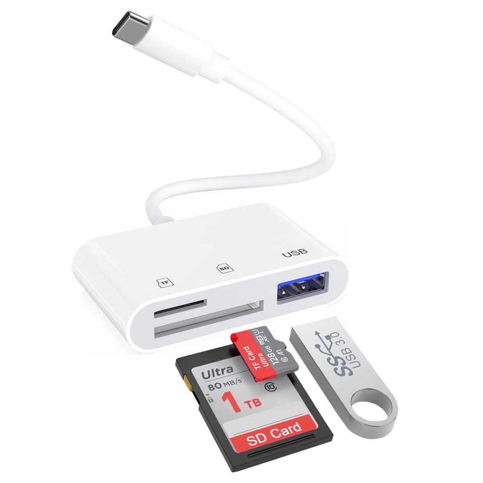 Czytnik kart SD TF USB Alogy adapter z złączem USB-C do Apple iPhone iPad Biały