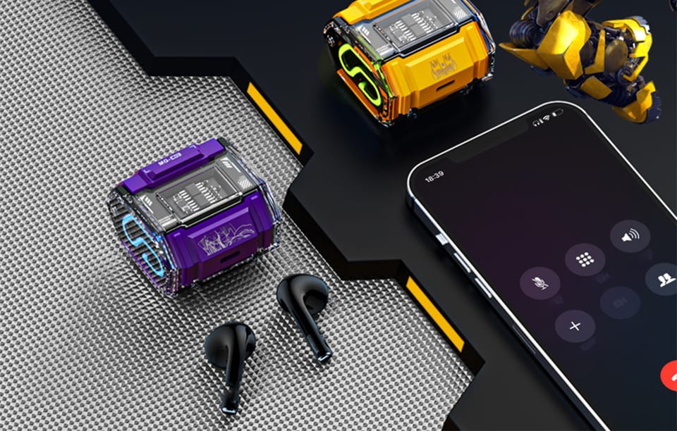 Słuchawki TWS Transformers MG-C03 Bluetooth 5.3, 13mm, 5h, Fioletowe