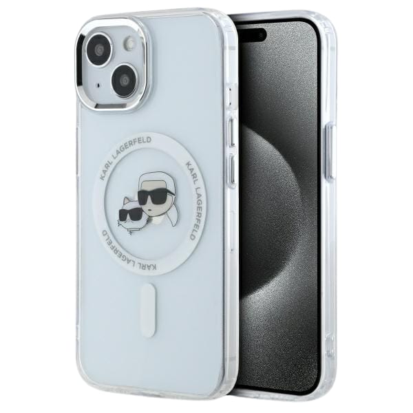 Karl Lagerfeld KLHMP14SHLSKCH iPhone 14   6.1" biały/white hardcase IML Metal Karl&Choupette Head MagSafe