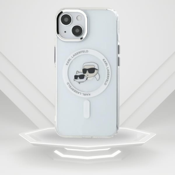 Karl Lagerfeld KLHMP14SHLSKCH iPhone 14   6.1" biały/white hardcase IML Metal Karl&Choupette Head MagSafe
