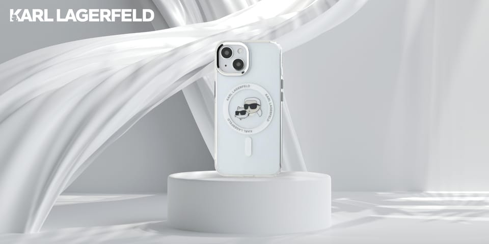 Karl Lagerfeld KLHMP14SHLSKCH iPhone 14   6.1" biały/white hardcase IML Metal Karl&Choupette Head MagSafe