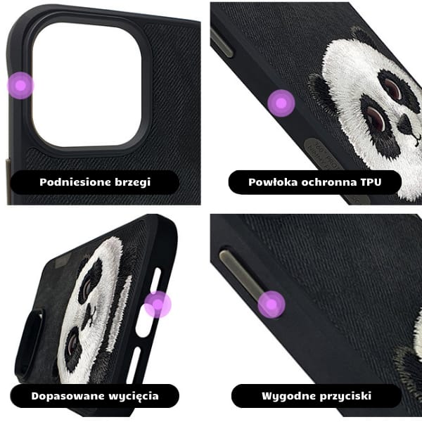 Nimmy etui iPhone 15 6.1" czarny/black   Big Eyed Pet 2.0 Panda