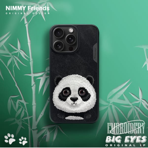 Nimmy etui iPhone 15 6.1" czarny/black   Big Eyed Pet 2.0 Panda