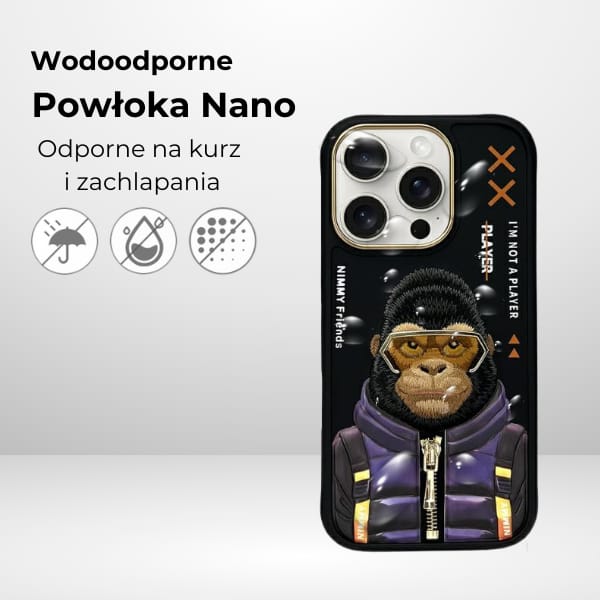 Nimmy etui iPhone 16 Pro 6.3"            czarny/black Cool&Cute 2.0 Monkey