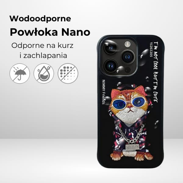Nimmy etui iPhone 15 Pro 6.1"            czarny/black Glasses Cool Cat