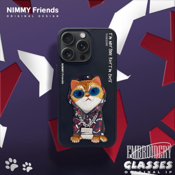 Nimmy etui iPhone 15 Pro 6.1"            czarny/black Glasses Cool Cat