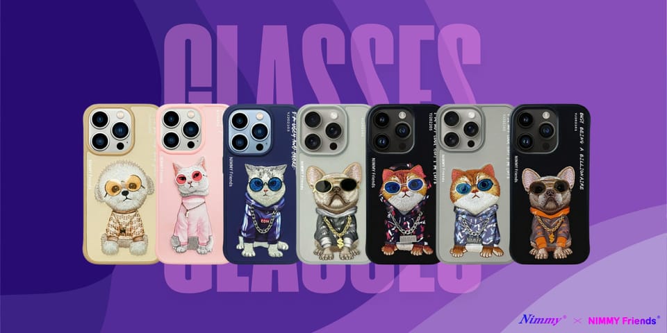 Nimmy etui iPhone 15 Pro Max 6.7" khaki  Glasses Cool Dog