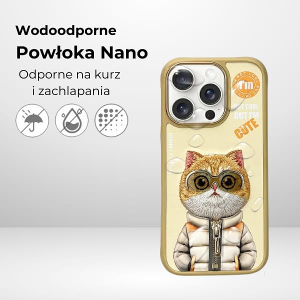 Nimmy etui iPhone 15 6.1" khaki          Cool&Cute 2.0 Cat