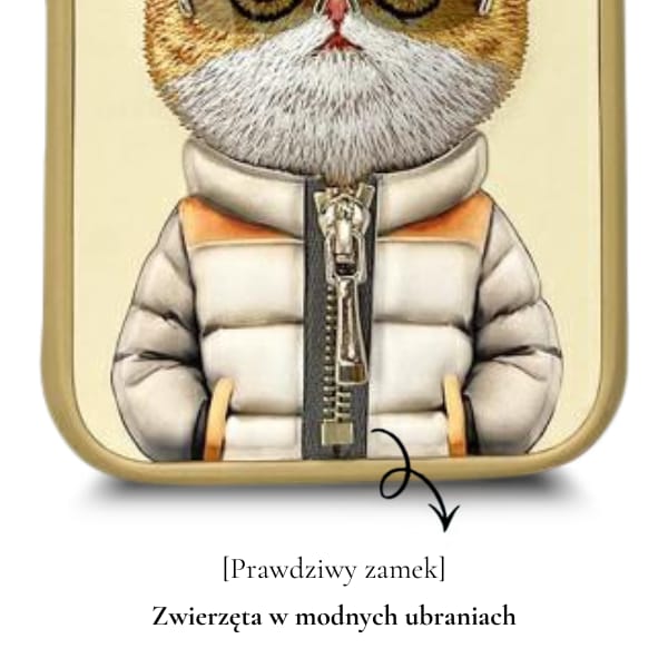 Nimmy etui iPhone 15 6.1" khaki          Cool&Cute 2.0 Cat