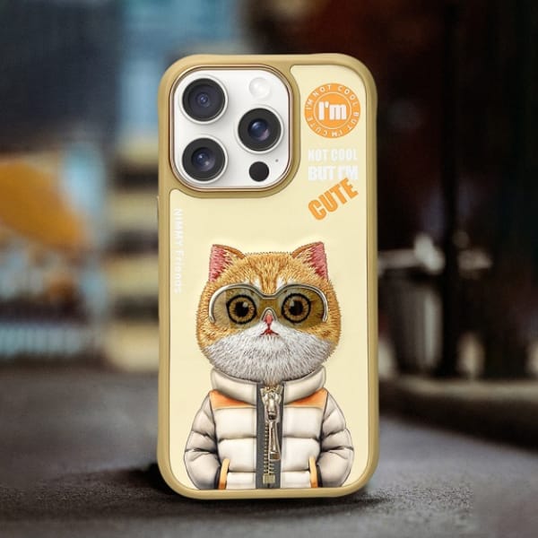 Nimmy etui iPhone 15 6.1" khaki          Cool&Cute 2.0 Cat