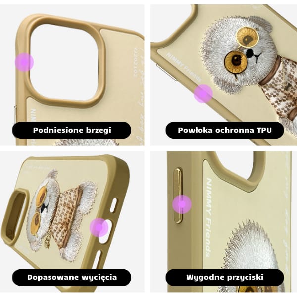 Nimmy etui iPhone 15 Pro Max 6.7" khaki  Glasses Cool Dog