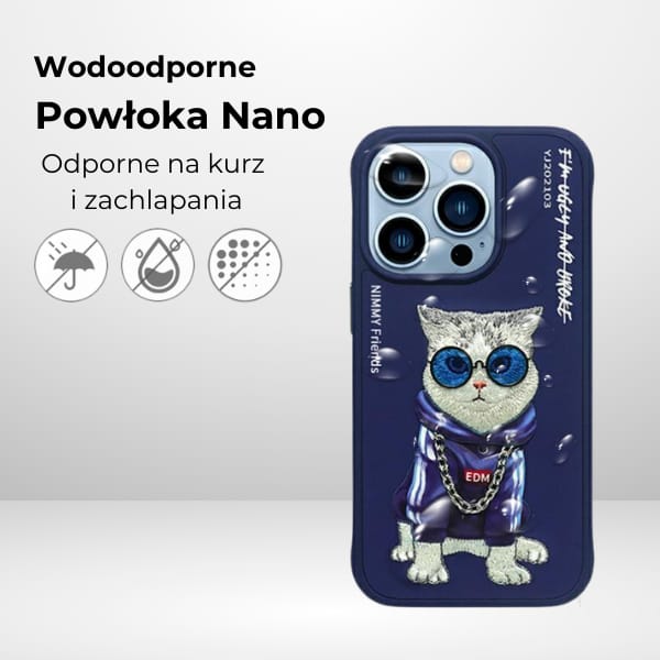 Nimmy etui iPhone 15 Pro 6.1"            niebieski/blue Glasses Cool Cat