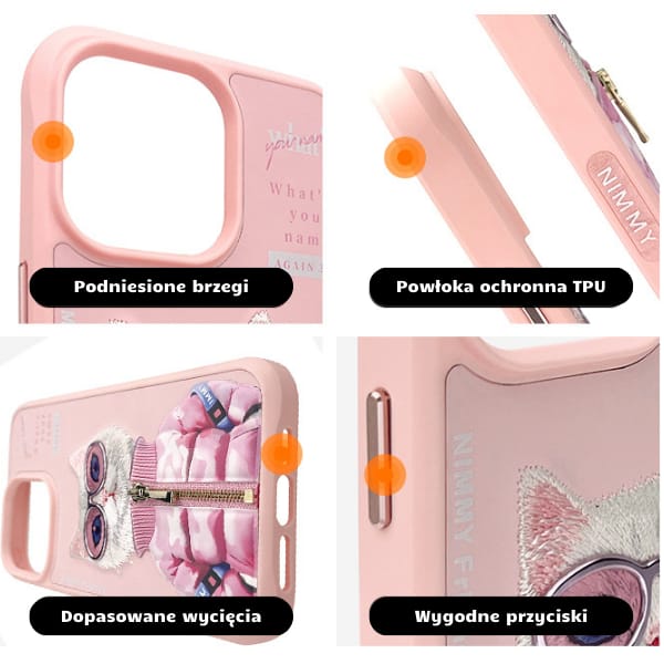 Nimmy etui iPhone 16 6.1" różowy/pink    Cool&Cute 2.0 Cat
